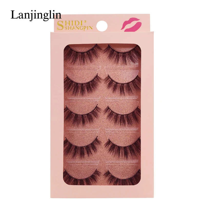 G901P LANJINGLIN, 4/5 пар, норковые ресницы, натуральные, длинные, 3d, норковые накладные ресницы для наращивания, пушистые, без грубости, макияж, накладные ресницы - Цвет: G901P