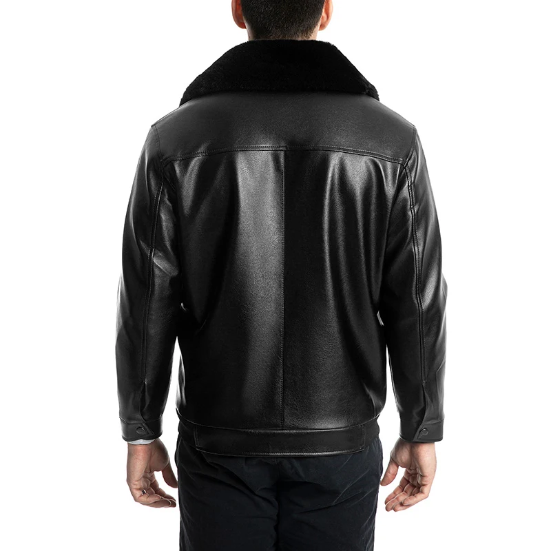 

Men Winter Faux Fur Lapel Jacket 2019 New Fashion Warm Coat Male Windbreaker High Quality Classic Motorcycle Jacket Size 5XL