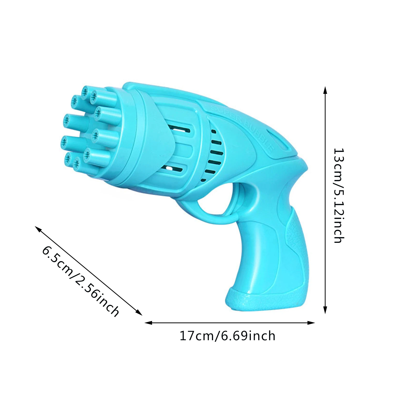 M&aacute;quina de burbujas Gatling 2 en 1, ventilador de pistola de burbujas el&eacute;ctrico de 10 agujeros-4