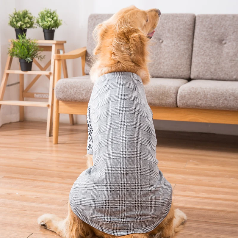 Hipidog Новое поступление серый клетчатый вязаный свитер для больших собак зимняя