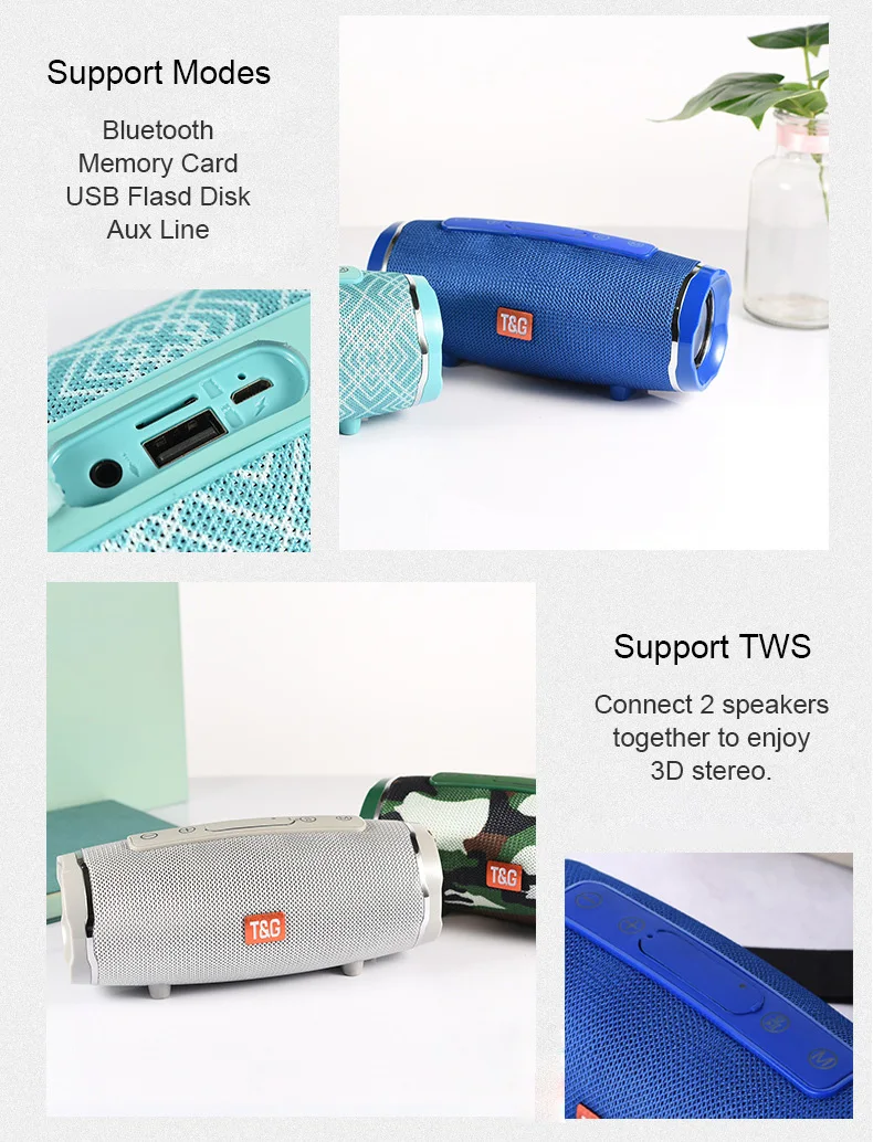 Уличная Bluetooth-колонка 20 Вт сабвуфер динамик TWS водонепроницаемый портативный