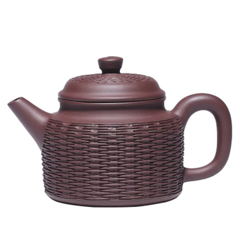 

320cc Authentic Yixing Zisha pot Original Mine Purple Mud Handmade Teapot Bamboo Braided Bell Teapot Wang Hongjuan system