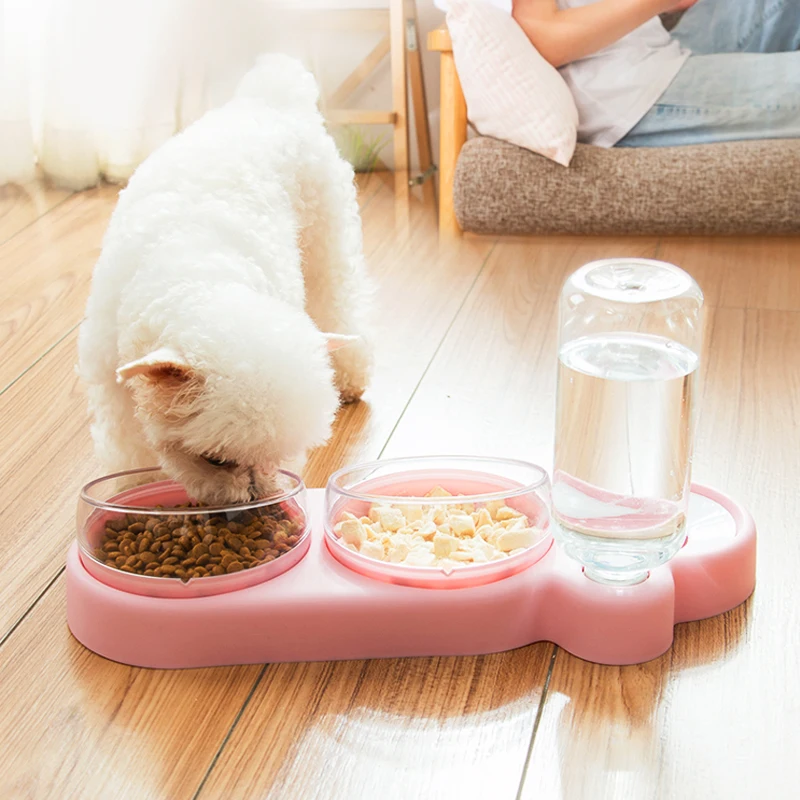 

ZK30 NEW Pet Dogs Cats Double Bowls Food Water Feeder Container Dispenser For Dogs Cats Drinking High Quality Pet Products