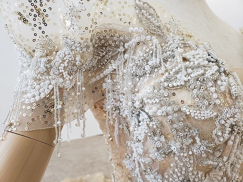 Tulle Mariage Gold Ball Gowns Wedding Dresses 2020 Sexy V Neck Off Shoulder Lace Up Beaded Corset Real Photos Puffy Bridal | Свадьбы и