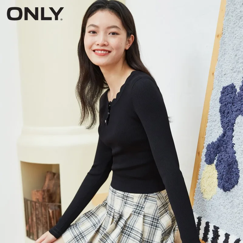 

ONLY spring new pure color versatile slim long-sleeved bottoming wool sweater women | 120424059