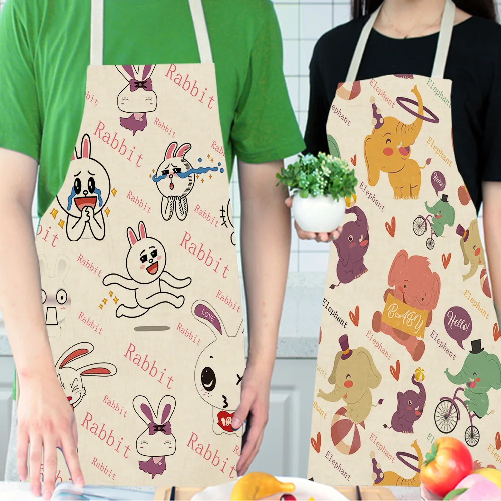Кота с короткими рукавами принтом животных Кухонные фартуки для женщин детское