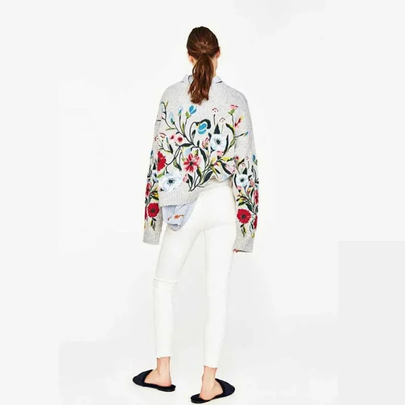 Vodiu Sweater Female Winter Women Long Sleeve Woman Pullover Flower Embroidery Fashion Casual 2019 New Hot Sale | Женская одежда