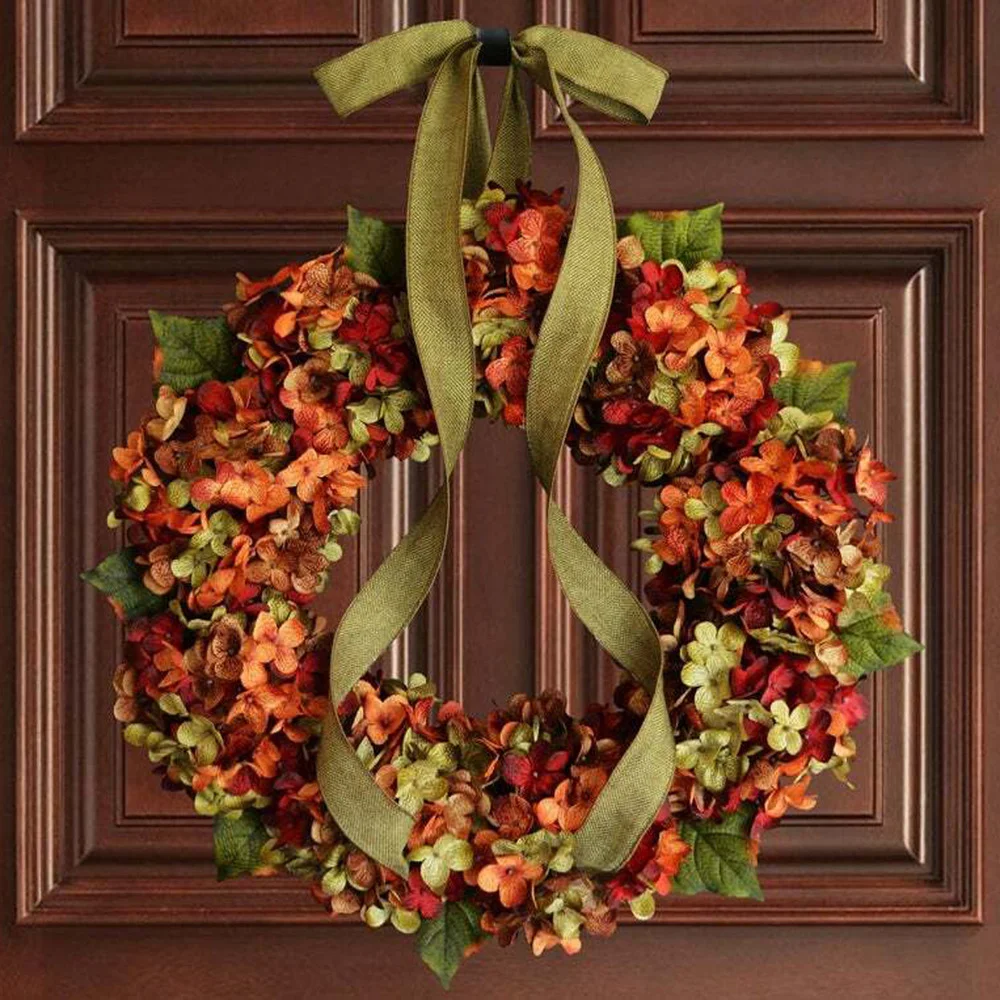 

Thanksgiving Autumn Artificial Maple Leaf Pumpkin Wreath Door Decoration Rural Style Wall Hanging Artificial Flower Decoration