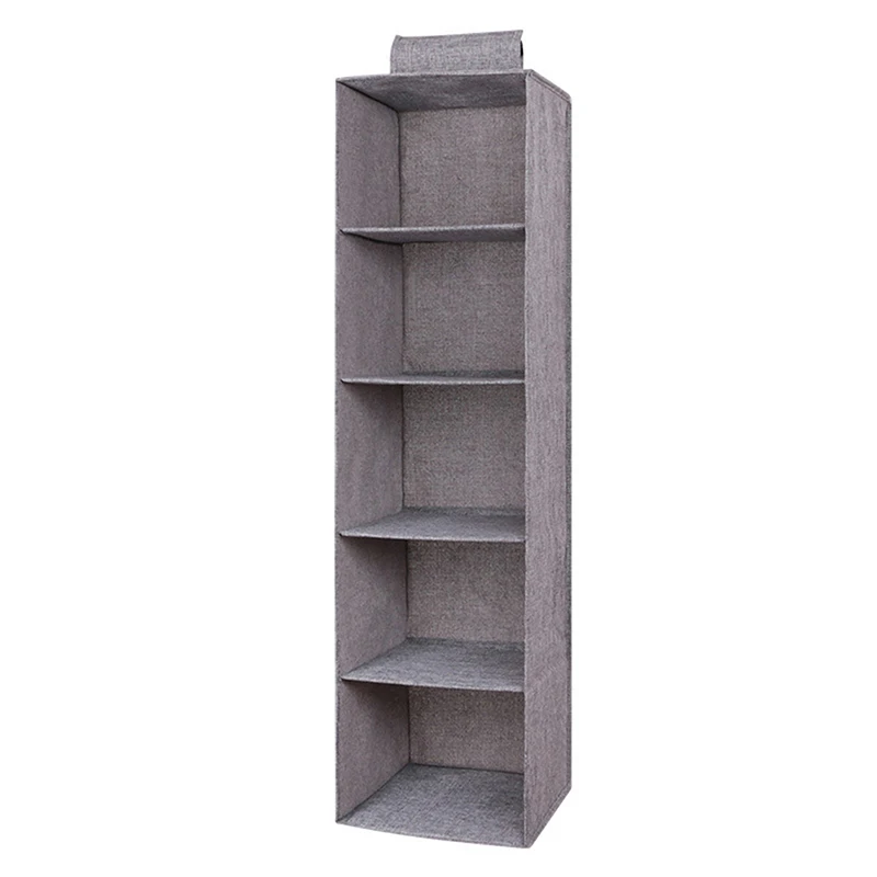 

1pc Cotton And Linen Multilayer Wardrobe Storage Hanging Bag Storage Rack Bedroom Clothes Shoe Storage Box