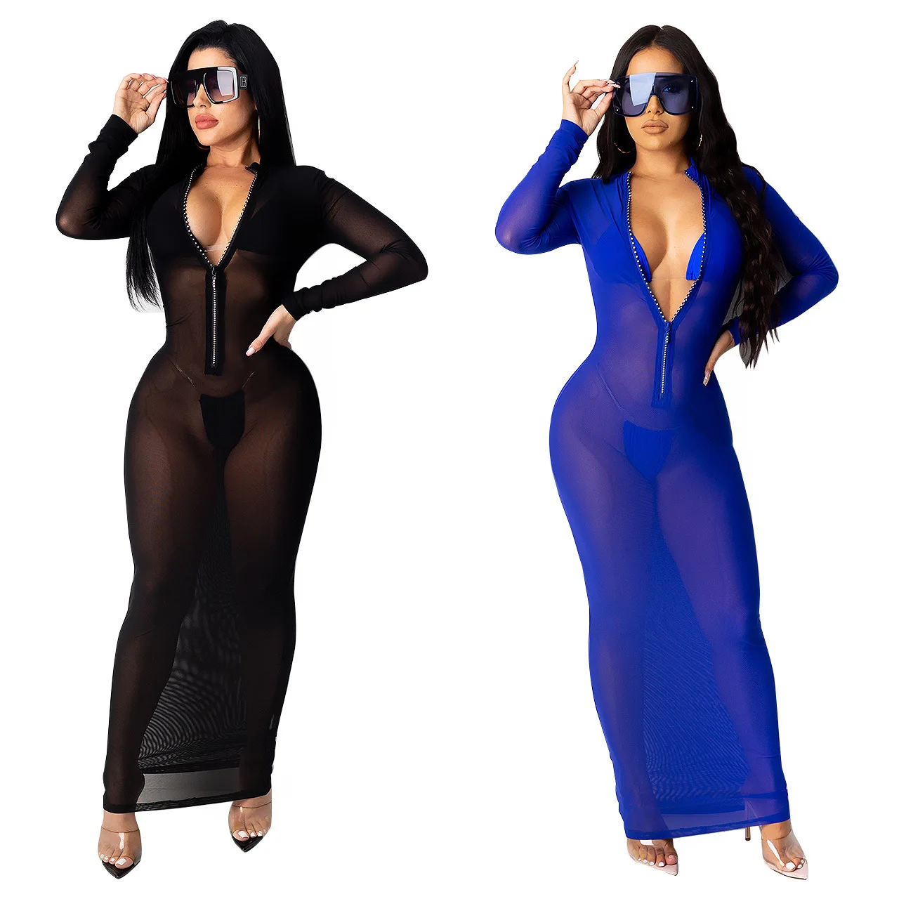 Сетчатые прозрачные v-образный вырез с v-образным вырезом сексуальные