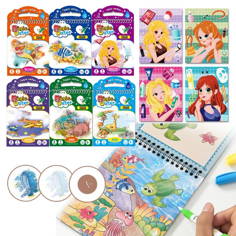 

Montessori Magic Water Drawing Book Coloring Doodle Magic Pen Reusable Painting Toys Children Kid Early Education Girls Boy Gift