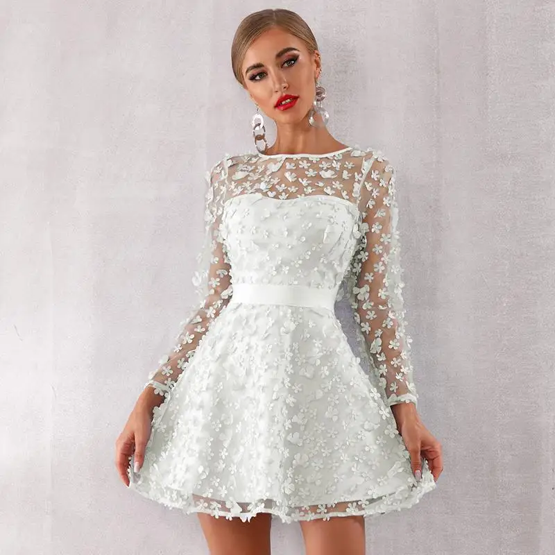 Новые летние знаменитости вечерние платье Для женщин с длинным рукавом и О