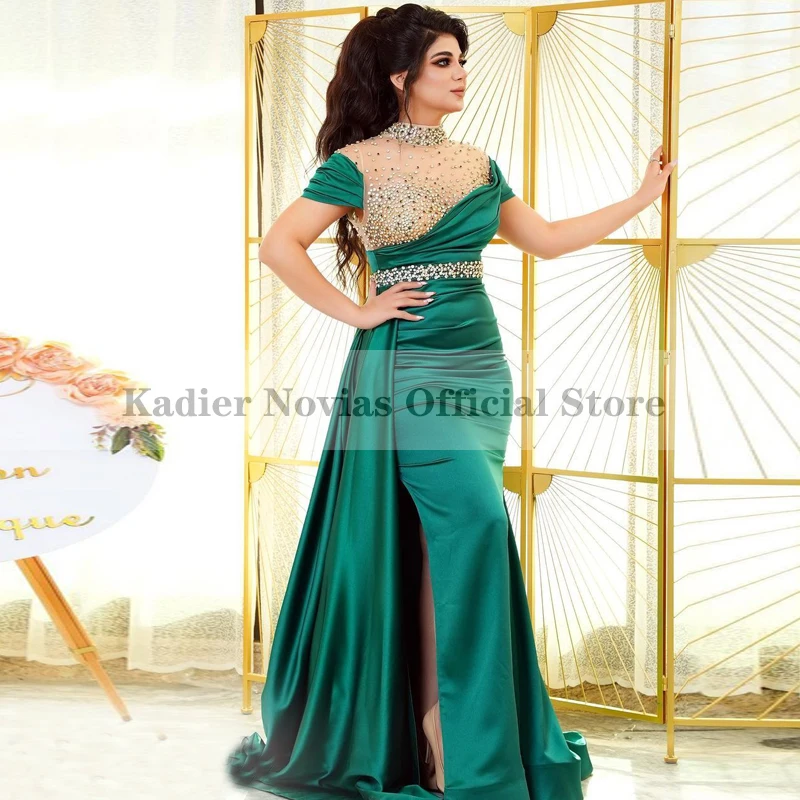 

Длинные Зеленые Вечерние платья-русалки в мусульманском и арабском стиле, 2022, вечернее платье с высоким воротом, официальное платье для вып...