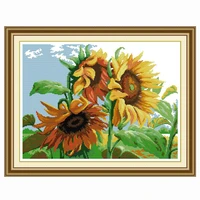 sunflowers in wind counted cross stitch kit embroidery needlework stamped flower patterns thread 11ct 14ct printed handmade set