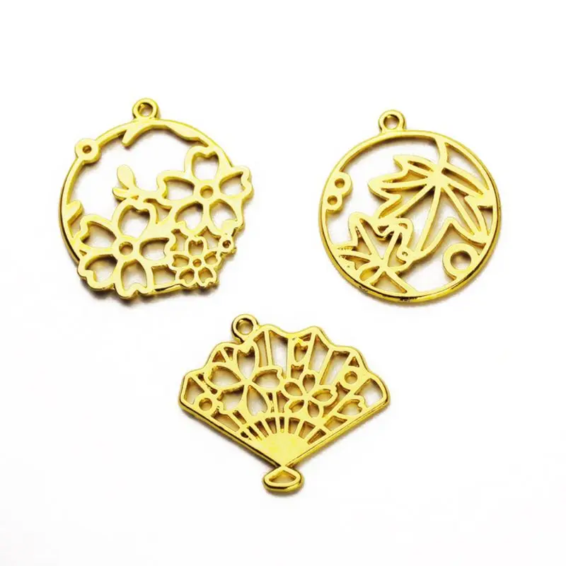 

3Pcs Flower Maple Leaves Pendant Blank Resin Frames Bezel Setting Jewelry Making
