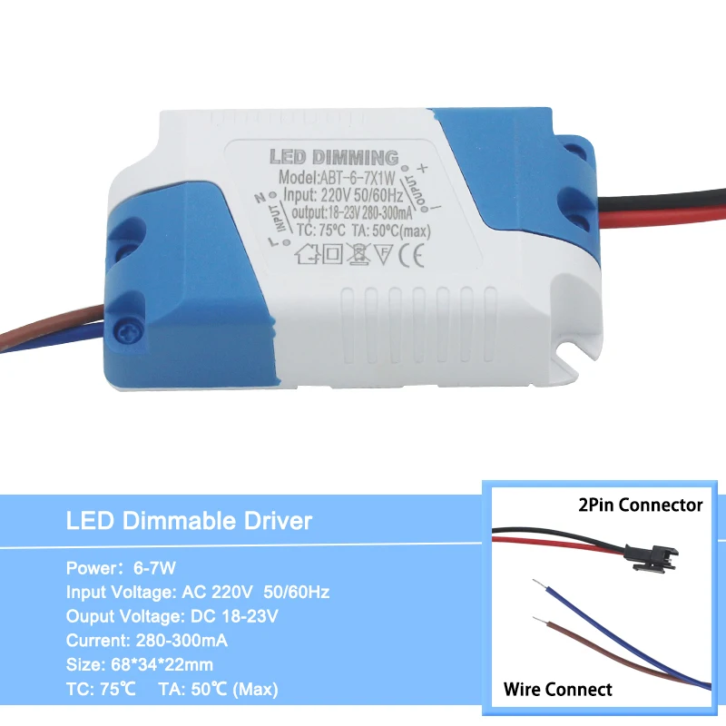 220V 6 to 7 Watt Одежда для детей от 3-24 Вт с регулируемой яркостью безопасный Пластик в виде ракушки светодиодный драйвер AC90-265V DC3-85V светильник трансформатор 300mA Питание адаптер для Светодиодный ламп - Цвет: 220V 6 to 7 Watt