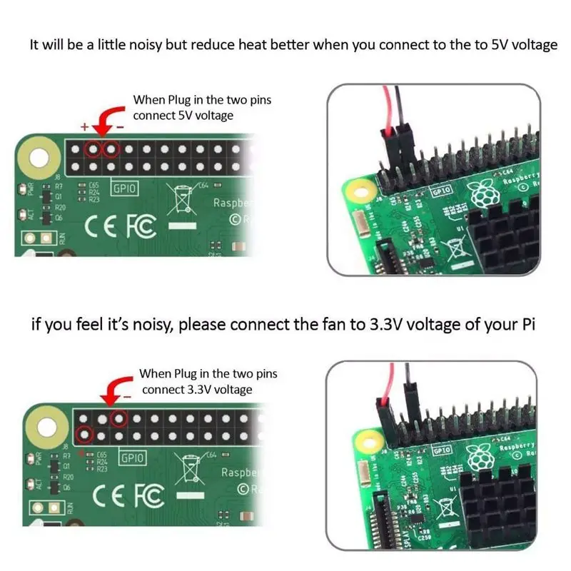 Вентилятор охлаждения процессора Raspberry Pi 4 шт. 3 В 5 для Pi4 Pi3 B + 2 1 |