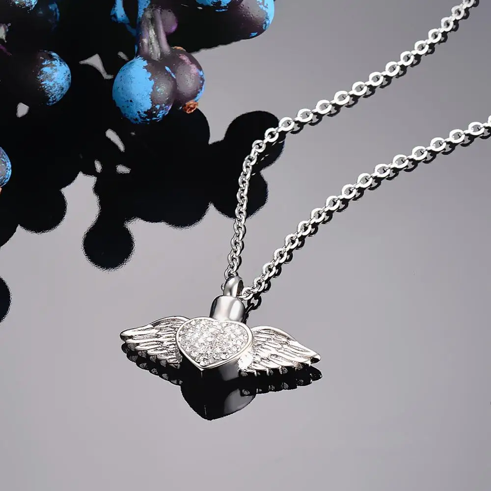 Подвеска с крыльями ангела ювелирное изделие из нержавеющей стали в форме сердца