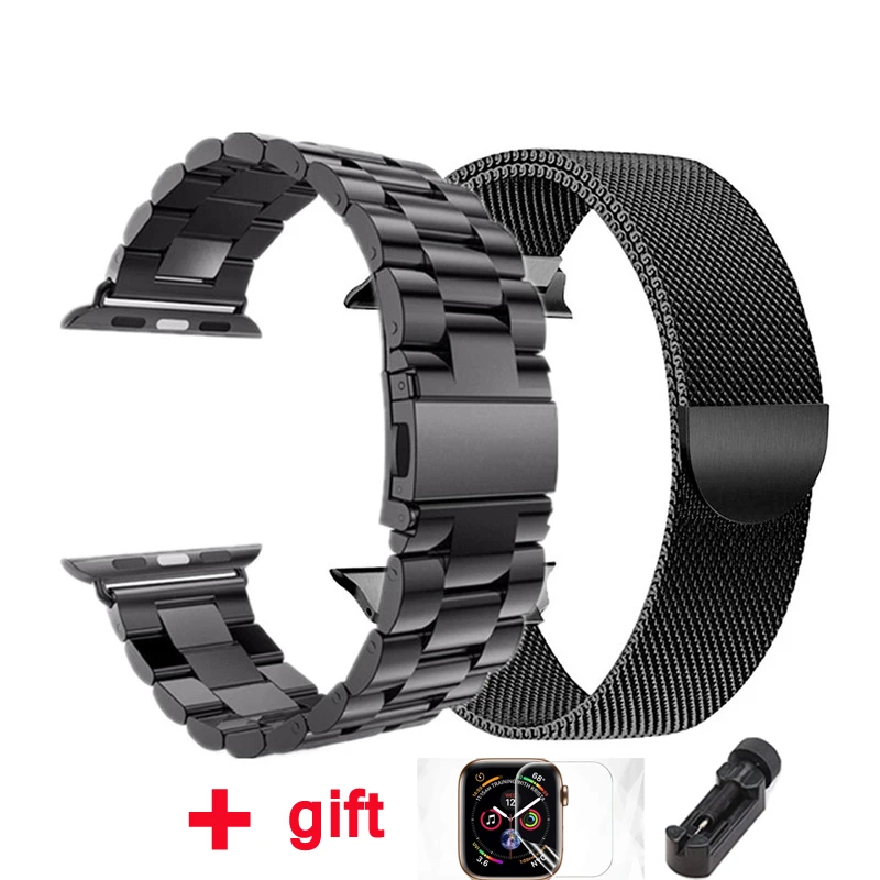 Ремешок для Apple watch band 42 мм 38 мм Миланская петля iWatch band 44 мм 40 мм браслет из нержавеющей стали Apple watch аксессуары