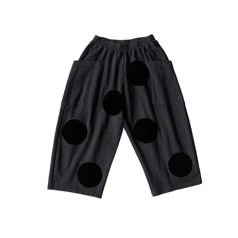 

imakokoni black nine-point casual pants original design simple loose wild straight-leg pants 182442