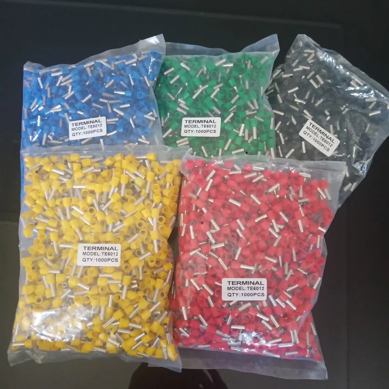 E0508 E7508 E1008 E1508 E2508 E4009 E6012 1000 шт./упак. электрический провод с клеммой сечением наконечники Медь обжимной соединитель 5 видов цветов
