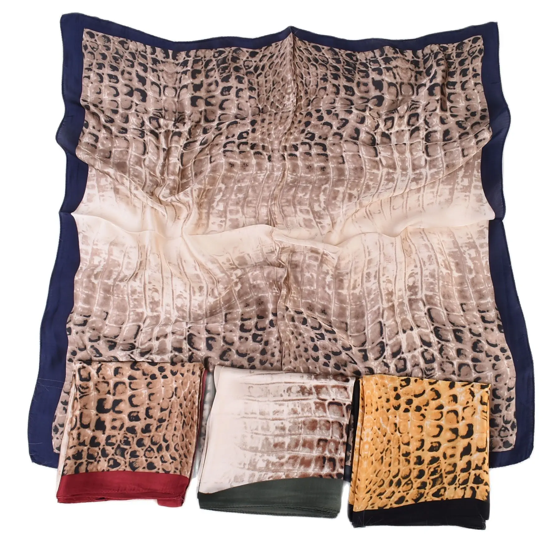 Шелковый Атласный роскошный квадратный шейный платок со змеиным принтом 70 см