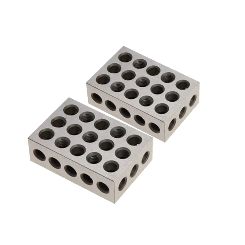 

1pair Engineer Parallel Woodworking Durable Precision Block Measuring Tool Chrome Steel Clamping Portable 23 Holes Industrial