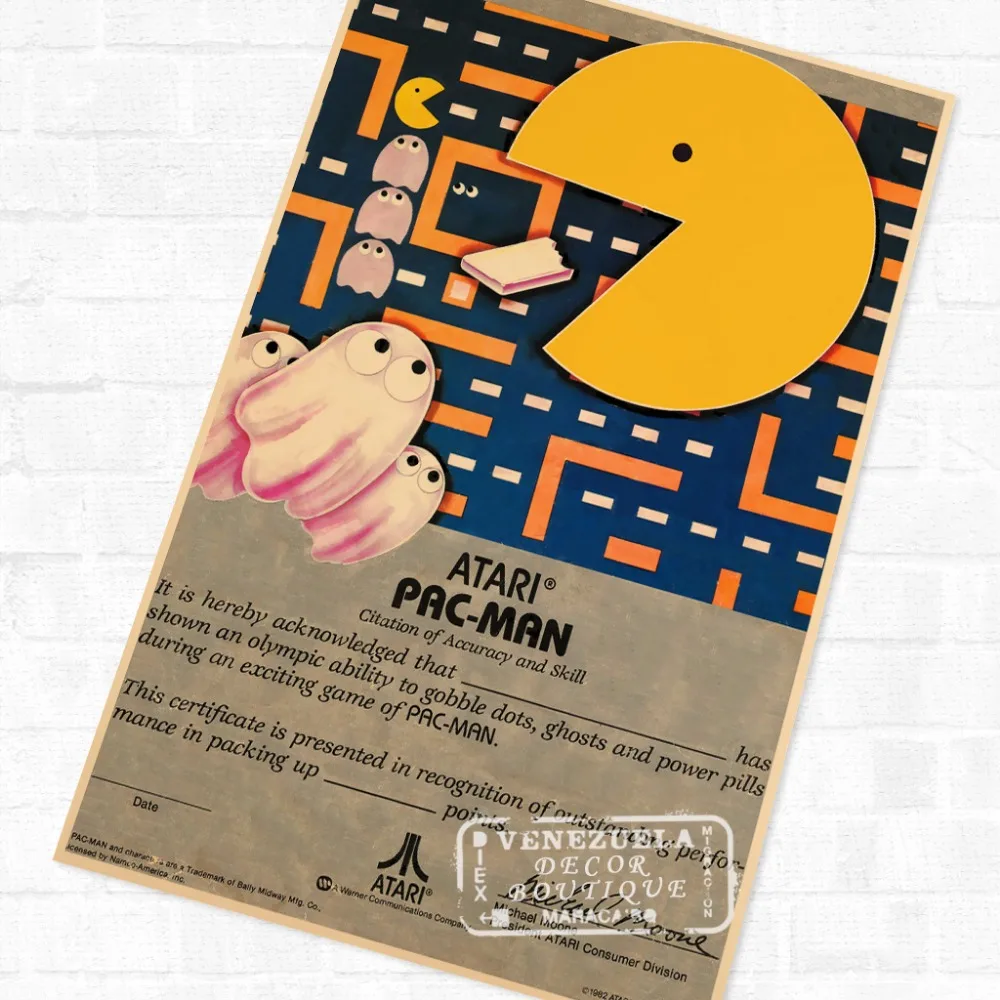 Pacman Puck Man винтажные видеоигры пропагандистский постер ретро декоративные