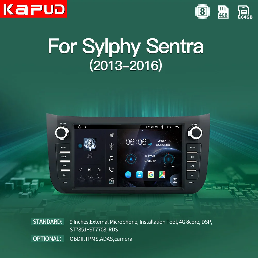 

Kapud-Car Radio 8"Android 10 GPS Navigation DSP Video Multimedia Player Stereo,For Voiture Nissan Sylphy B17,Sentra 12 2013-2017