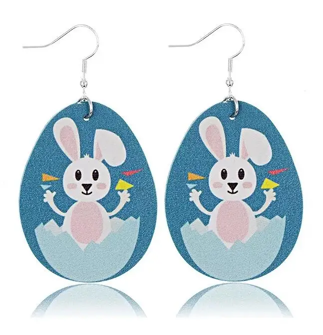 2020 Симпатичные кожаные пасхальные серьги в виде яйца кролика модные