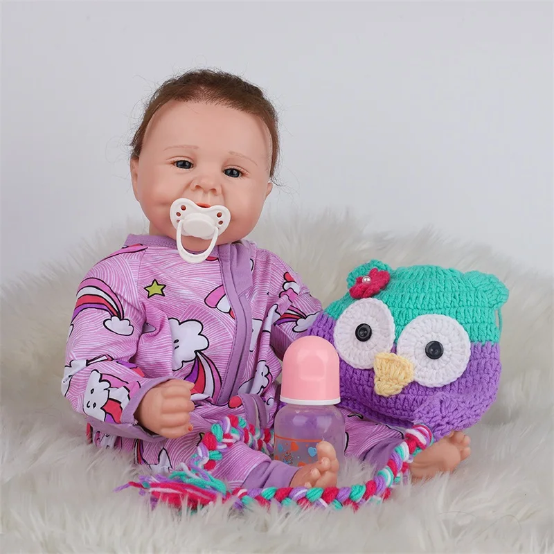 

22 inch Sweet Smile Bebe Doll Reborn Baby Doll Girl 55CM Newborn Cute Baby Doll Toy Children Christmas Gift