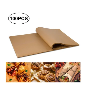 100PC Parchment Paper Baking Sheet Non-Stick Precut Oil-proof Paper for Baking Grilling Air Fryer Steaming Cookie Disposable Mat