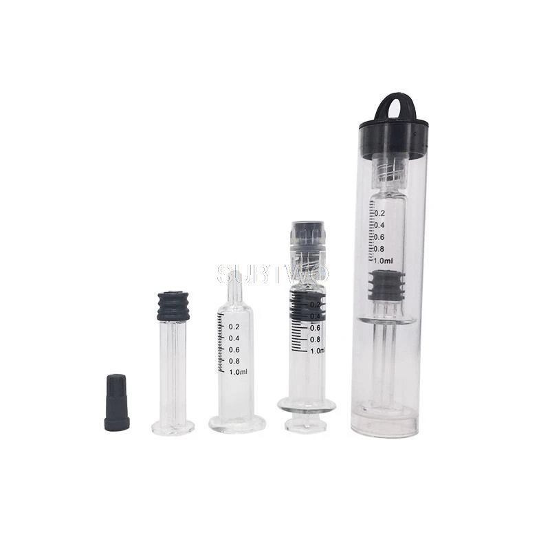 

10pcs/lot CBD Oil vape tank glass syrince 1.0ML For vapor Glass Cartridge Luer lock Safe Clean Package For vape Thick CBD Oil