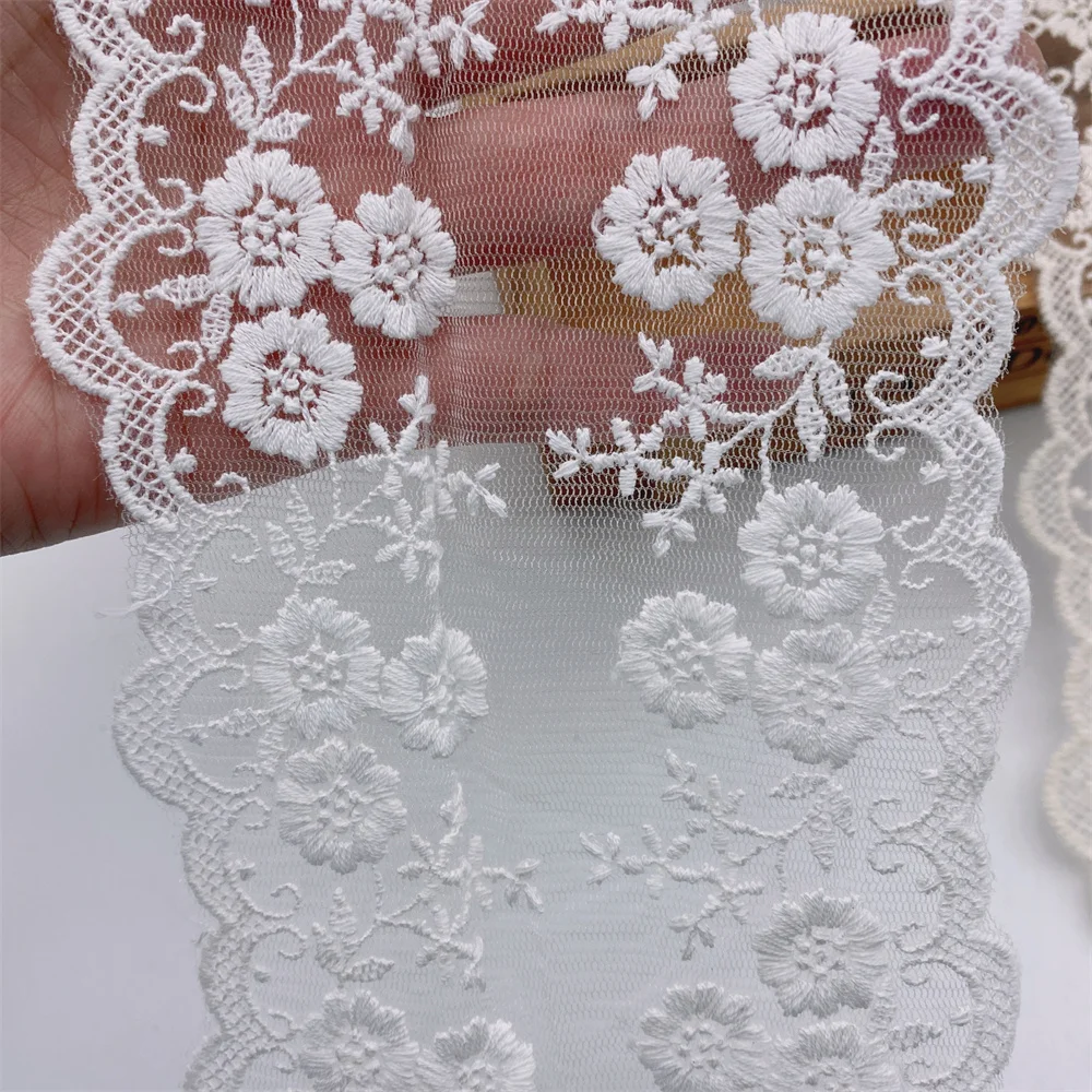 9 5 ярдов белые бежевые хлопковые кружевные ленты с вышивкой для одежды