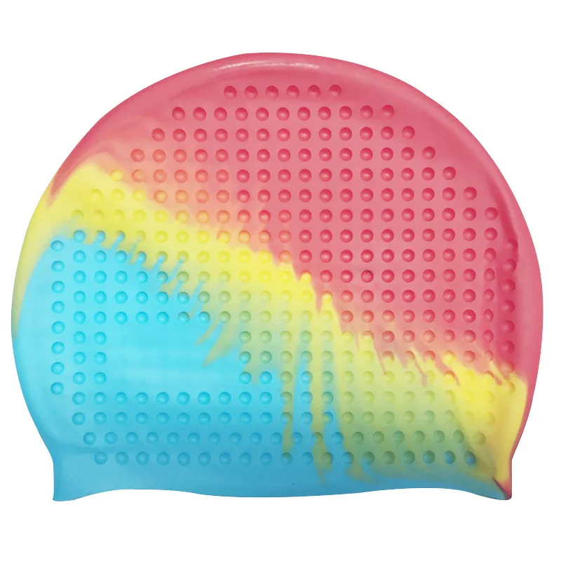 

2021 Pure Color Swimming Cap Silicone Ear Protection Unisex Waterproof Adult Long Hair Sports High Elasticity Adult Swimming Cap