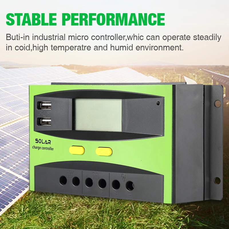 Контроллер солнечной батареи 40 А ШИМ регулятор заряда с двойным USB 12 В 24