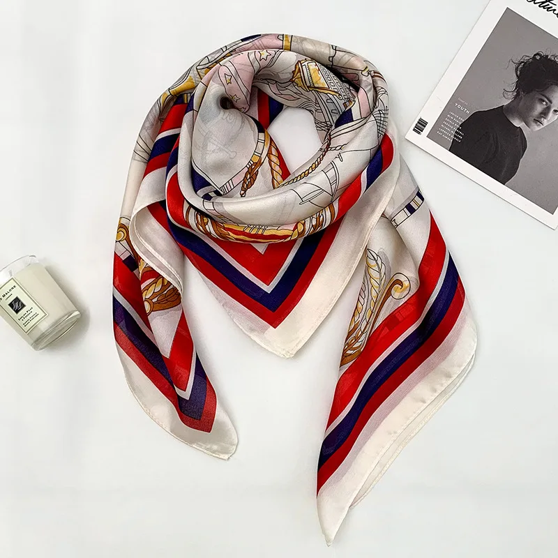 Темно синий шарф с воротником 90*90 см 4 вида цветов модный квадратный для женщин из