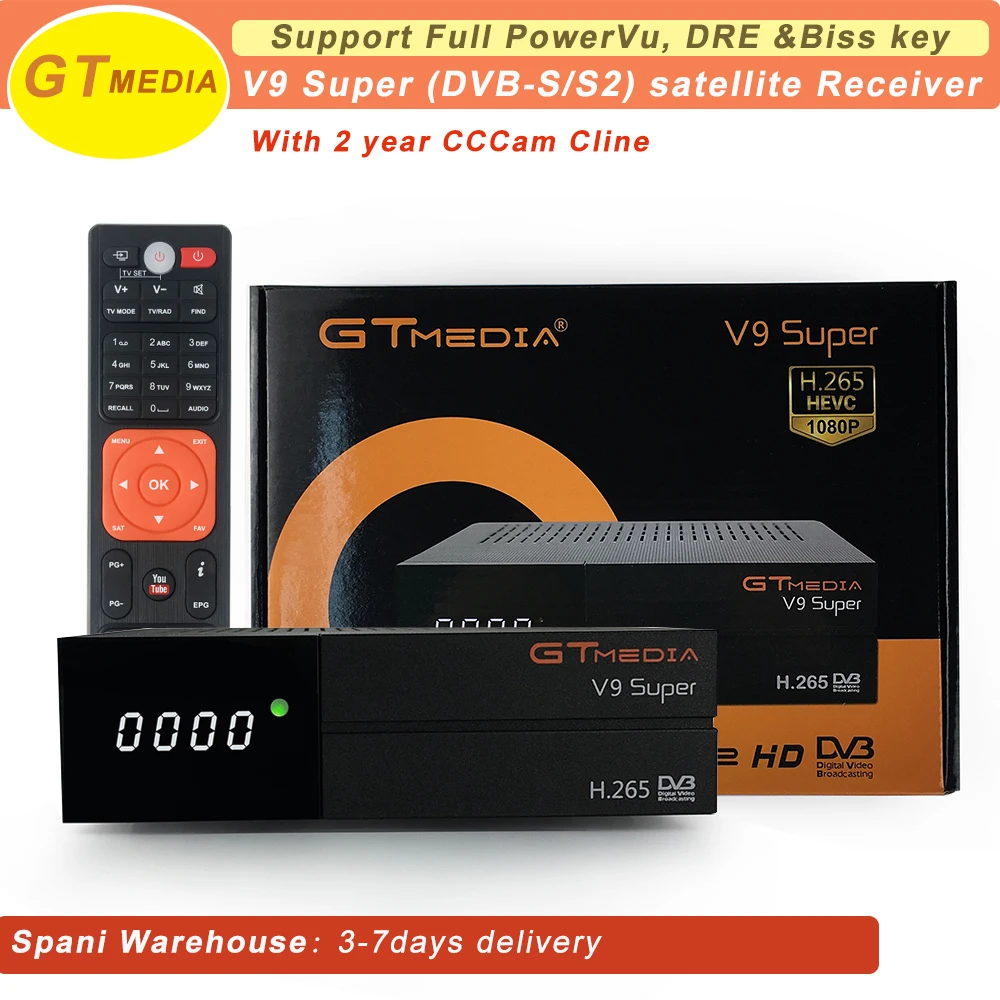 1080P FHD DVB S2 GTmedia V9 Super Europe Cline Spain Portugal спутниковый ТВ приемник Freesat H.265 TV