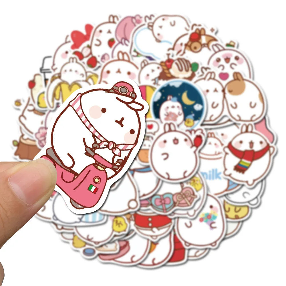 

10/30/50PCS Cute Children Cartoon Round Rabbit Graffiti Stickers Luggage Computer Waterproof Decorative Stickers Wholesale