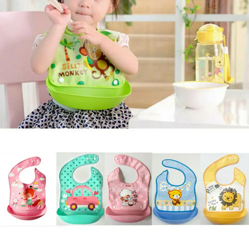 4 Colors Baby Lovely Cartoon Bibs Feeding Saliva Towel Newborn Aprons Adjustable Burp Cloths | Детская одежда и обувь