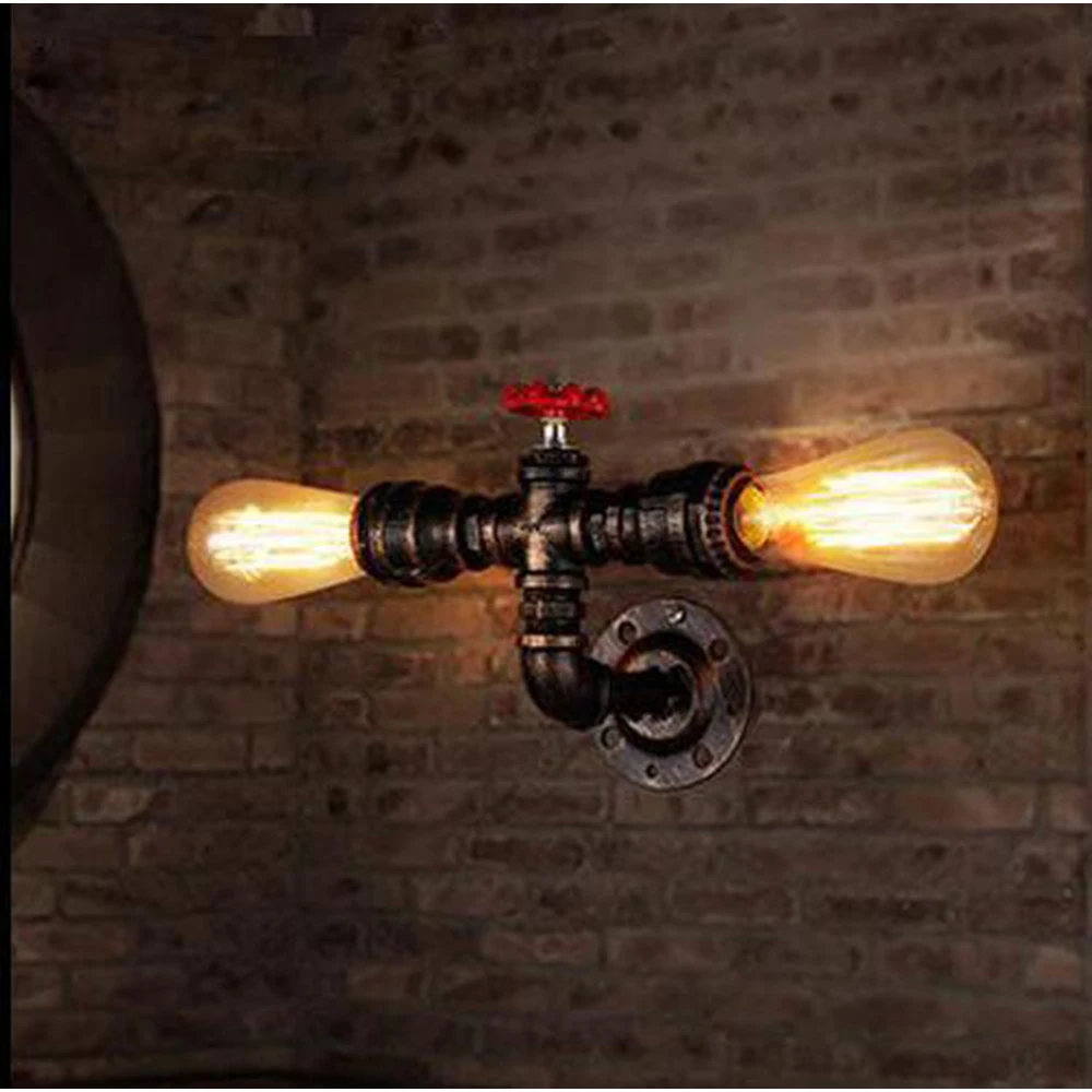 Vintage Industrial Loft Water Pipe Wall Light Retro Iron Ceiling Lamp Multi Lights Lighting Living Room Bathroom Decor E27 | Лампы и