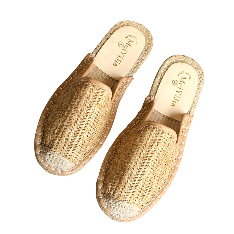 

Low Shoes Ladies' Slippers Cover Toe Slipers Women Luxury Slides Flat 2021 Girl Designer Rome PU Cotton Fabric Basic TPR