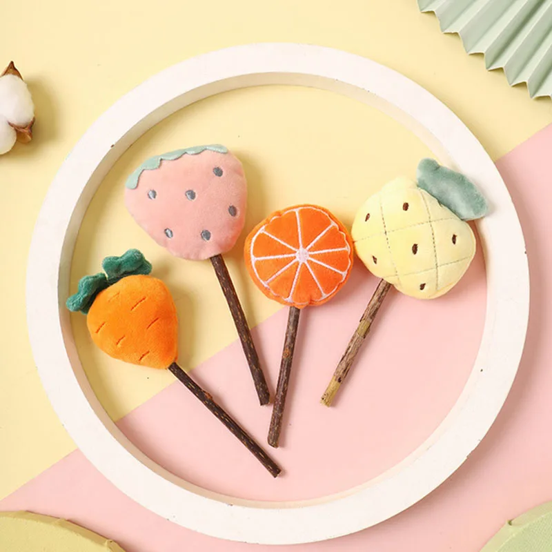 

Fruit Shape Orange Silvervine Funny Cat Stick Toy Wooden Puppy Molar Stick Dog Accessories New Pet Products Kitty Cute Doll Toy