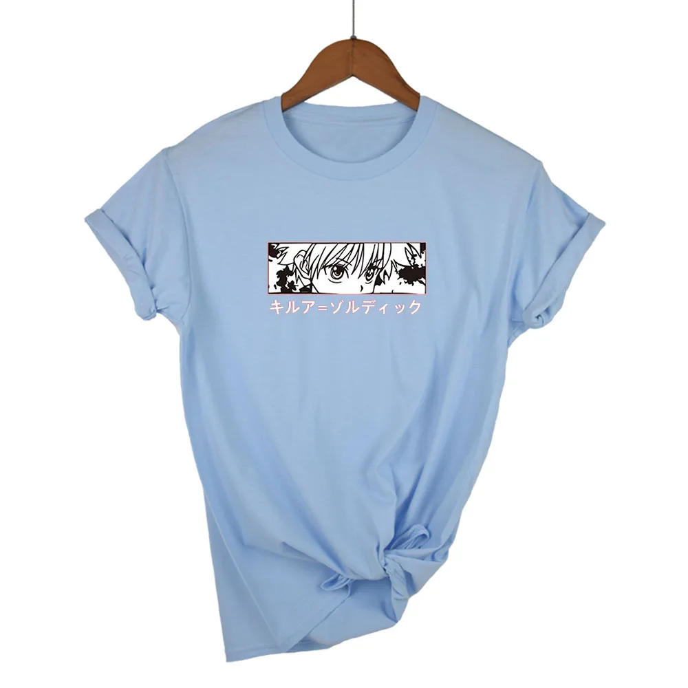 Hunter X Аниме женские футболки топы Killua Zoldyck Devil Eye Teeshirt Топы с коротким рукавом