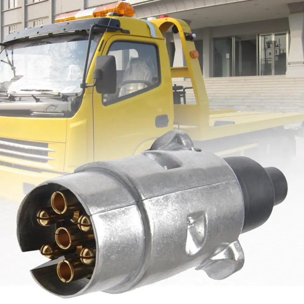 

12V 7 Pin Round Caravan Trailer Truck Aluminum Alloy Plug Adapter Connector