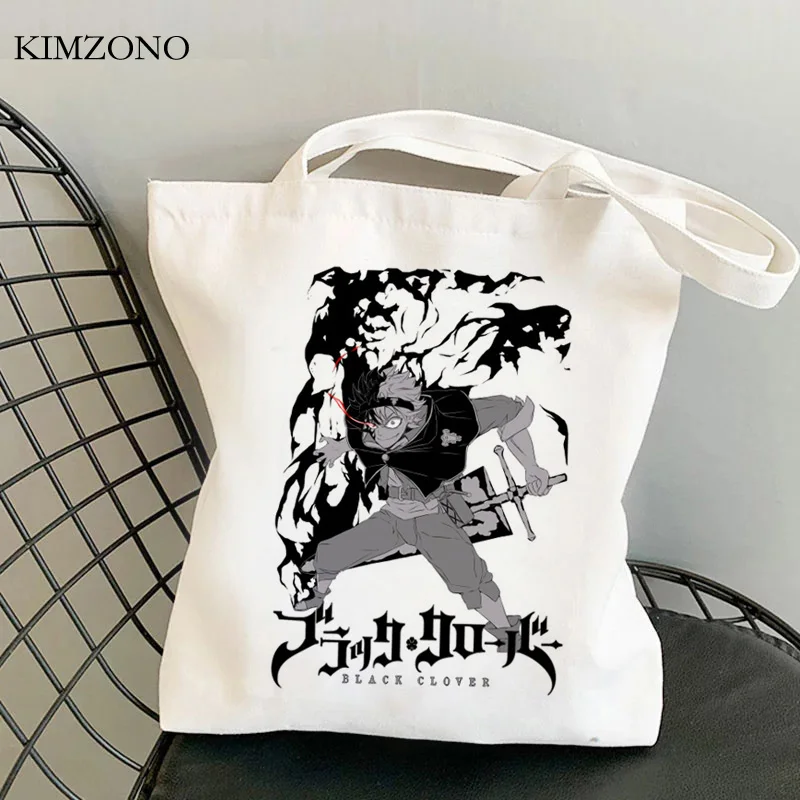 

Сумка для покупок с изображением черного клевера, сумка для покупок, Джутовая сумка для покупок, многоразовая сумка для покупок, складная су...