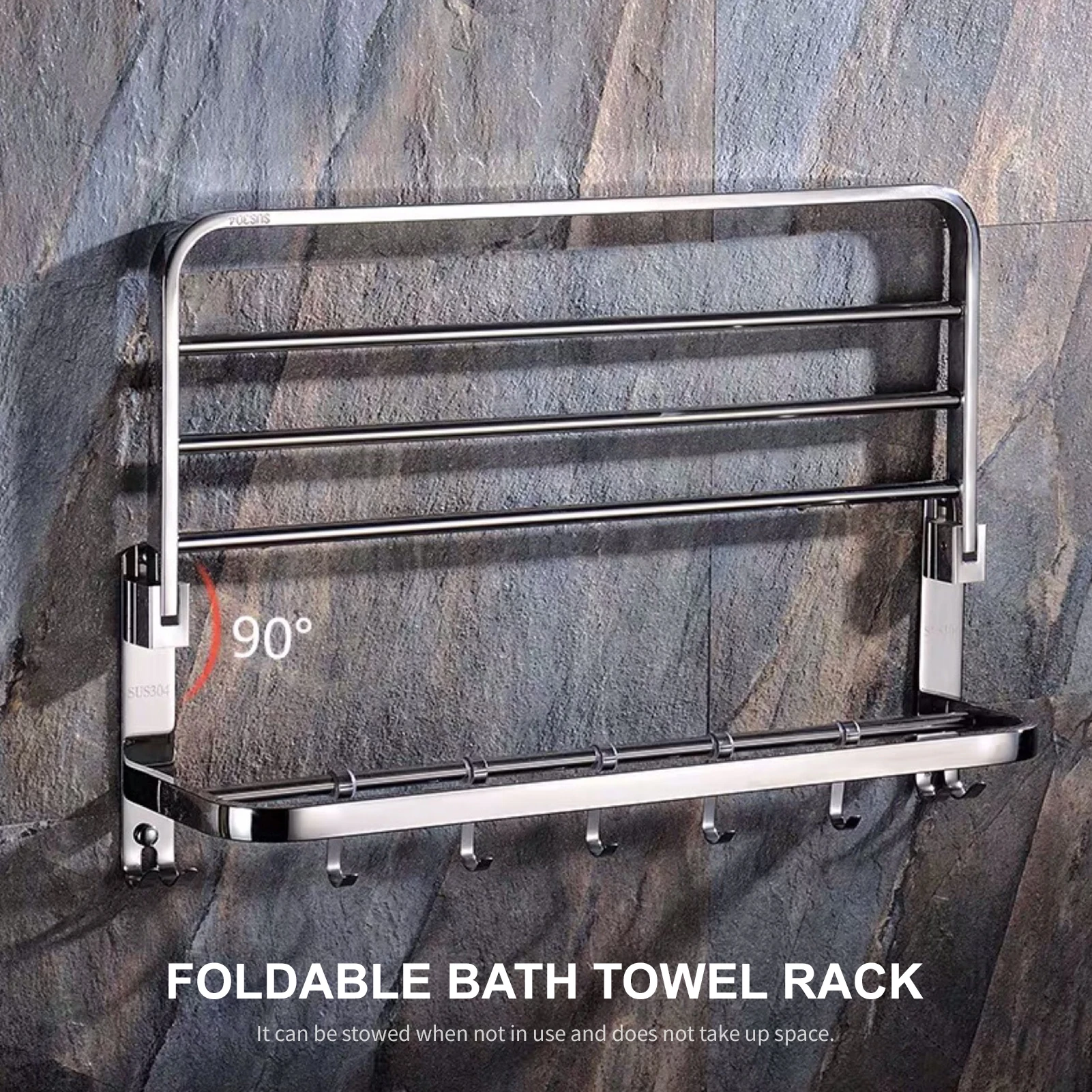 

Новая вешалка для банных полотенец двухслойные складные полки для ванной комнаты со съемными крючками настенный держатель для полотенец а...