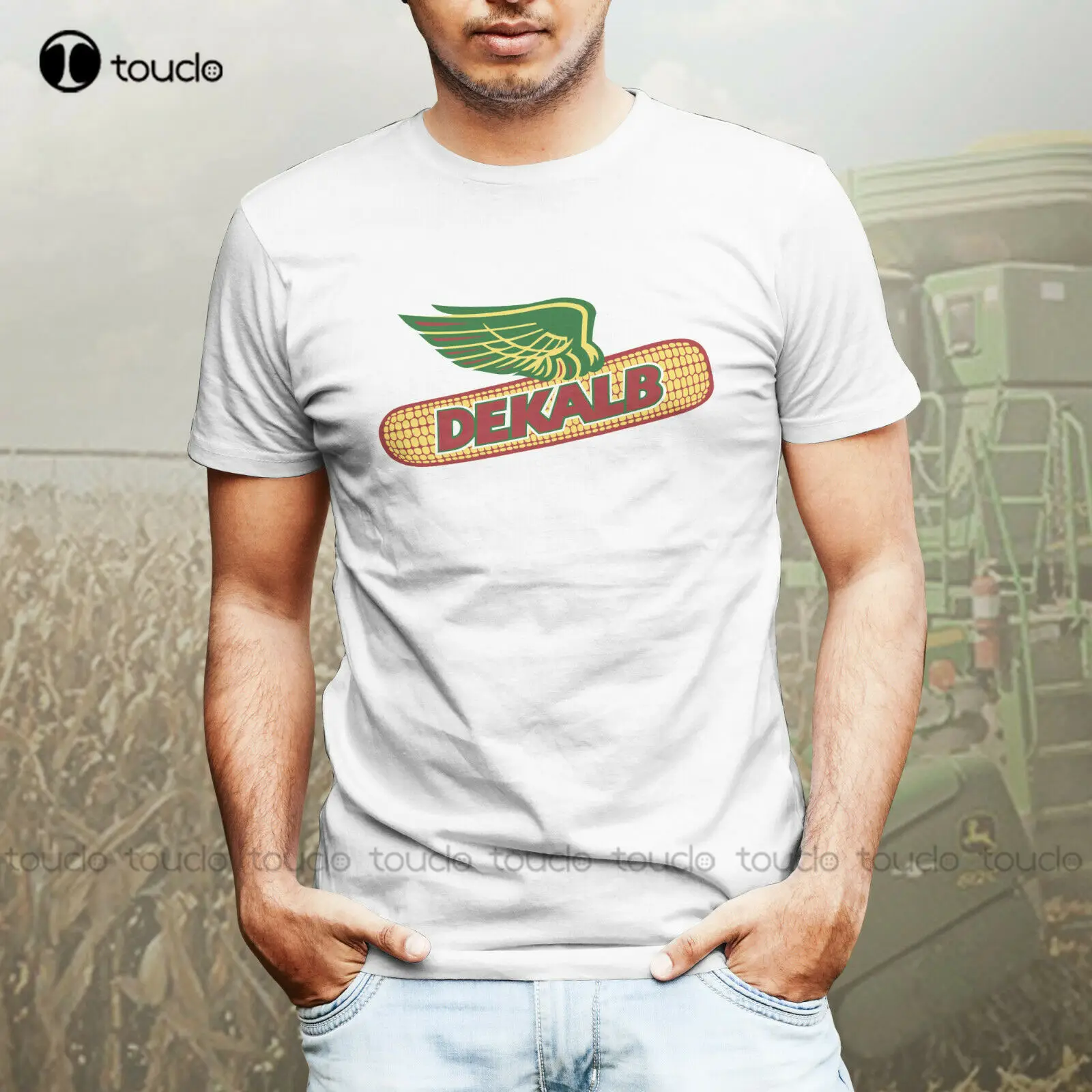

Мужская и женская футболка с логотипом Dekalb, белая Винтажная футболка унисекс в стиле ретро с изображением семени кукурузы, фермера
