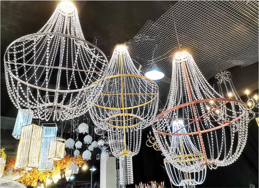 Nuevos accesorios de boda, iluminaci&oacute;n de techo de cristal de hierro, decoraci&oacute;n de escenario de boda, colgante de aire y l&aacute;mpara de bendici&oacute;n-4