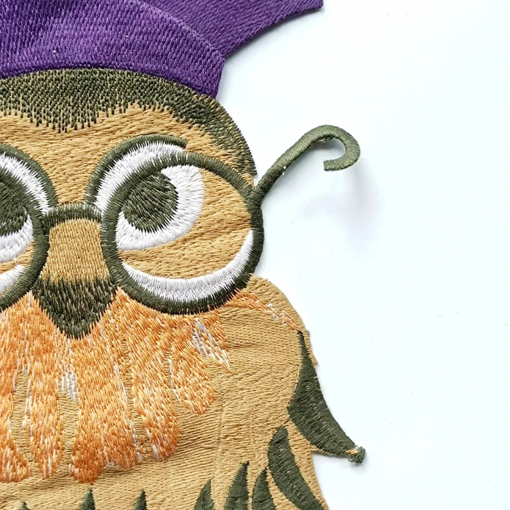 

Apparel large embroidery big owl patch for clothing AM-3122